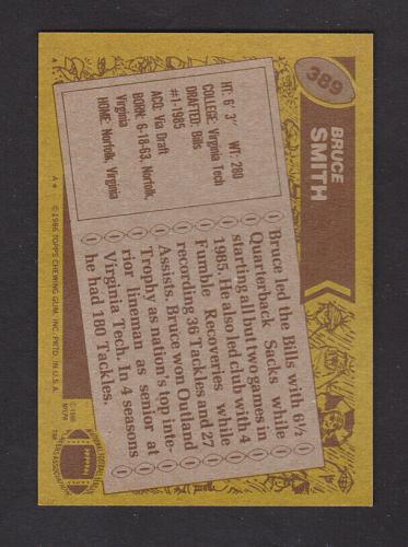 1986 Football Topps #369 Bruce Smith Rookie Bills