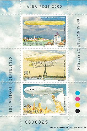 Albania 2000. 100-th Anniversary of Zeppelin Baloon. Souvenir Sheet Set MNH