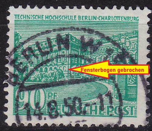 GERMANY BERLIN [1949] MiNr 0056 I ( O/used ) [02] Architektur Plattenfehler