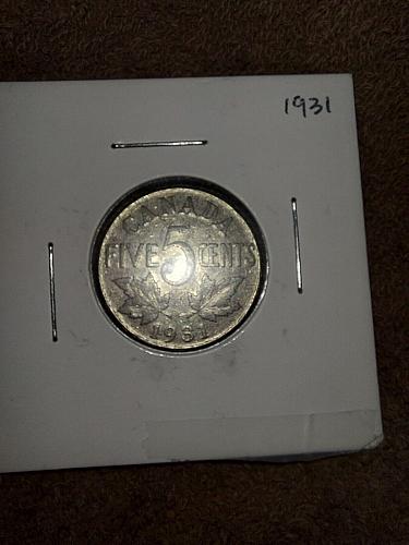 1931 Canada 5 Cents KM29 KEY DATE RARE HIGH GRADE MS+