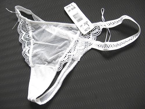 A258T Felina NEW 90100 Bridal White Sheer Mesh Embroidered Eyelet Lace Thong S L