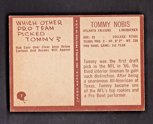 1967 Philadelphia #7 Tommy Nobis Rookie NM-MT