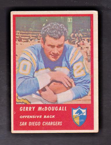 1963 Fleer Football #67 Gerry McDougall Rookie Chargers