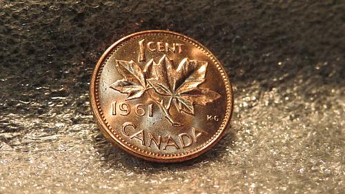1961 Canada 1 Cents 1cent 1c one cent Canadian Penny Queen Elizabeth II BU UNC