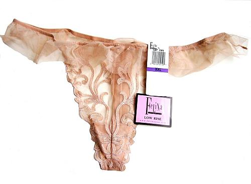 X0141 Felina Intimates NEW 138P Embroidery Lace Ruffle Tulle Waistline Thong XXL