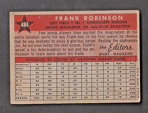 1958 Topps Frank Robinson #484 AS All Star HOF Reds EX-MT