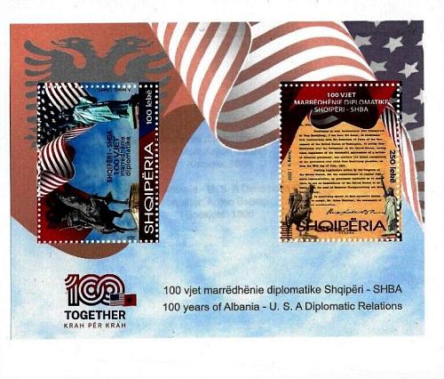 Albania Stamps 2022. 100 years Albania - U.S.A Diplomatic Relations. Booklet