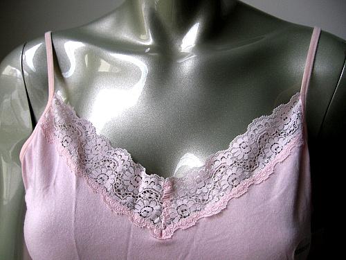 X006 Nautica NEW ST1750 Pink Soft Stretch Modal Lace Neckline Cami Tank Top L