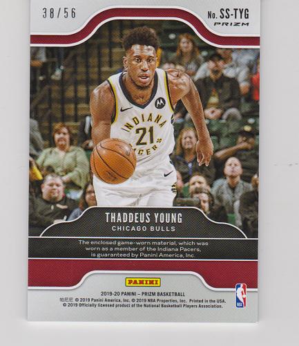 2019-20 Panini Prizm Green Ice Sensational Thaddeus Young RC Rookie Jersey 38/56