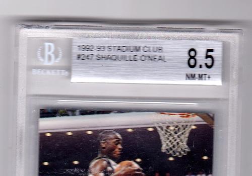 1992-93 Stadium Club Shaquille O'Neal Rookie #247 BGS 8.5 NM-MT+ 10 Centering