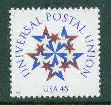3332 45c Postal Union Fine MNH Plt/4 UR P111 F11890
