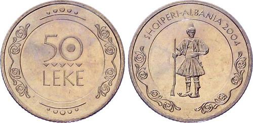 Albania Coin 50 Leke, 2004. Popular costumes. Soldier. UNC