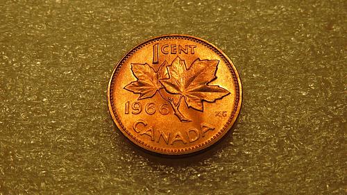 1966 Canada 1 Cents 1 cent 1c one cent Canadian Penny Queen Elizabeth II BU UNC