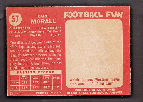 1958 Topps #57 Earl Morrall Steelers NM-