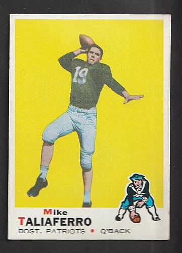 1969 Topps #241 Mike Taliaferro Patriots Set Break NM/MT