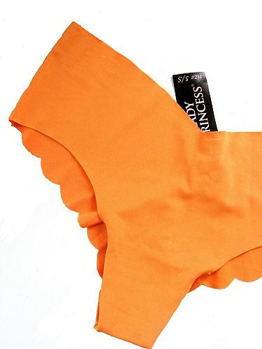 A0097 Lady Princess NEW Orange Naked Laser Cut Silky Microfiber Cheeky Bikini S