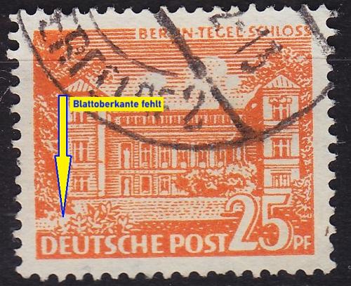 GERMANY BERLIN [1949] MiNr 0050 VII ( O/used ) [01] Architektur Plattenfehler
