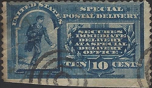 US Scott #E1 Used Fine 10 Cent 1885 Special Deliver Stamp CV 80.00