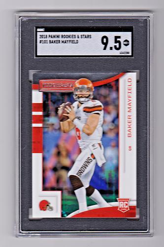 2018 Panini Rookies & Stars #101 Baker Mayfield Rookie SGC 9.5 MT+