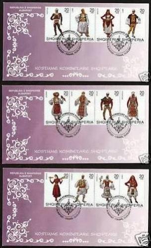 Albania 2001. National Folk Costumes. 3 FDC MNH. Michel 2786-2797