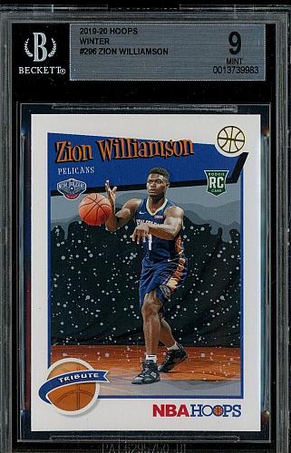 2019-20 Panini Hoops Winter #296 Zion Williamson Pelicans Rookie BGS 9 Mint