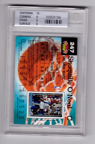 1992-93 Stadium Club Shaquille O'Neal Rookie #247 BGS 8.5 NM-MT+ 10 Centering
