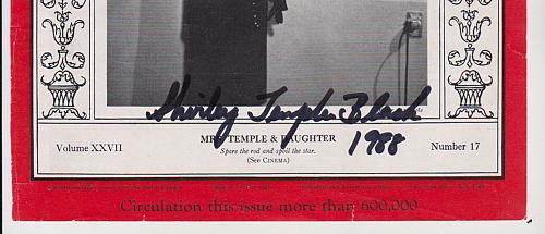 Rare Shirley Temple Black Signed Time Magazine April 27 1936 Cover