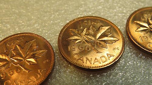 1966 Canada 1Cents 1cent 1c one cent Canadian Penny Queen Elizabeth II BU UNC MS