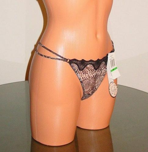 A272T Jezebel NEW 51504 Wild Thing Python Prints Tie-Up Lace Sheer Mesh Thongs S