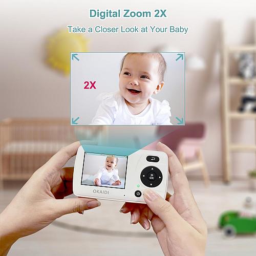 OKAIDI Video Baby Monitor with Camera and Audio 2.4'' Portable Travel Baby Mo...