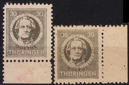 GERMANY Alliiert SBZ [Th&uuml;ringen] MiNr 0099 AY ( **/mnh ) [01] 2 Papiersorten
