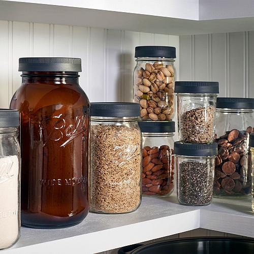 Ball Glass Mason Jar W/Lid & Band Wide Mouth 64 Ounces 6 Count