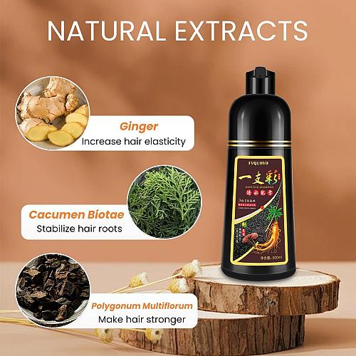 Hair Dye Shampoo 3 In 1 100% Gray Hair Coverage Dark Wine Red Hair Color Trea...