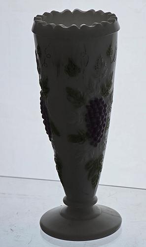 L.E Smith Glass painted grapes vase..