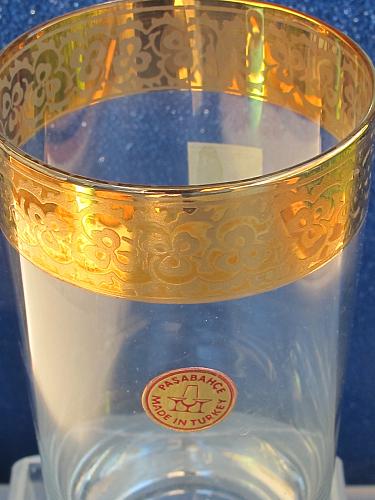 Glass Hi Ball Made in Turkey Blefld Pasabadce Gold band