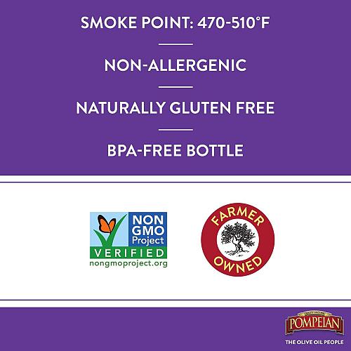 Pompeian 100% Grapeseed Oil Light and Subtle Flavor Perfect for High-Heat Coo...