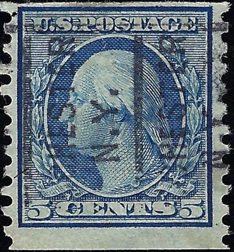 US Scott #447 Used VF Perf 10 5 Cent 1916 George Washington Coil Stamp CV 110.00