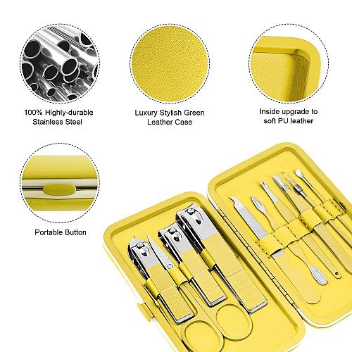 Manicure Set Travel Mini Nail Clippers Kit Pedicure Care Tools 10pcs Stainles...