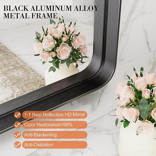 Sweetcrispy Black Bathroom Vanity Mirror for Wall 22x30 Inch Metal Framed Wal...
