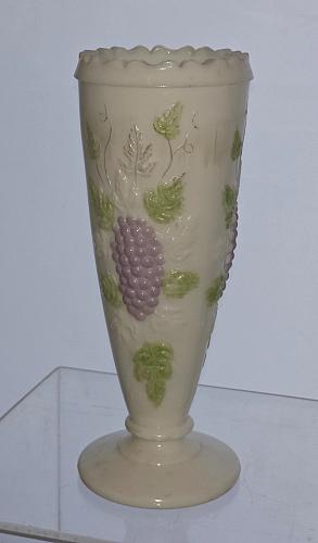 L.E Smith Glass painted grapes vase..