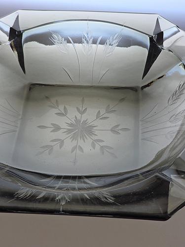 Bryce charcoal hand cut glass ashtray