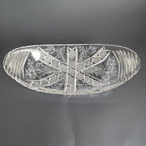 Tuthill hand cut glass oval dish