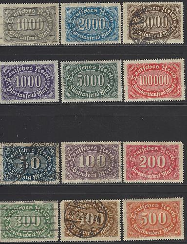 Germany Scott #198-209 Mint & Used VF 1922-1923 Set of Stamps CV 13.00