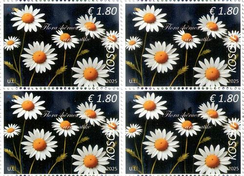 Kosovo Stamps 2025. Healing and aromatic Flora, Flowers. Block of 4 postal. MNH