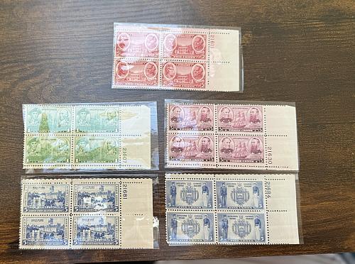 1937 Army Navy Sc 785-794 set of 10 MNH 1c to 5c plate blocks of 4