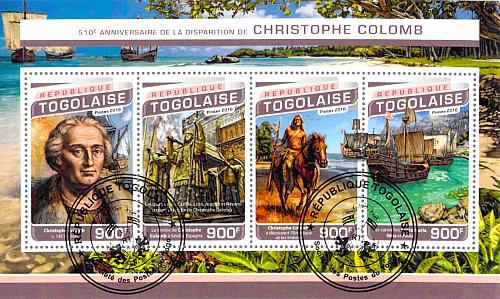 Togo 2016 Sheet Columbus landings 4 values (TS0180)