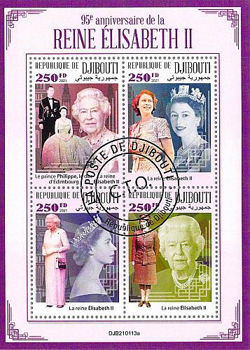 Djibouti 2021 Sheet Queen Elizabeth II 95th Anniversary 4 values (TS0126)