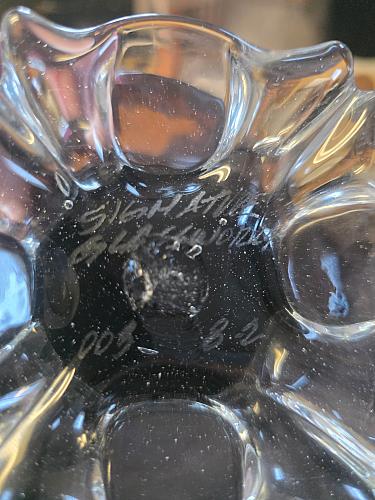 Signed art glass amethyst dish