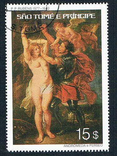 St Thomas & Prince 444 Used Painting Ruben Nude 1977 CV 1.60 (BP78605)