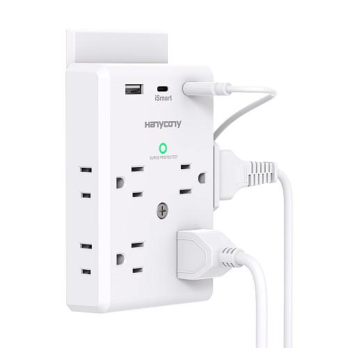 Multi Plug Outlet Extender with USB C Ports 3 Sided Power Strip with 900J Sur...